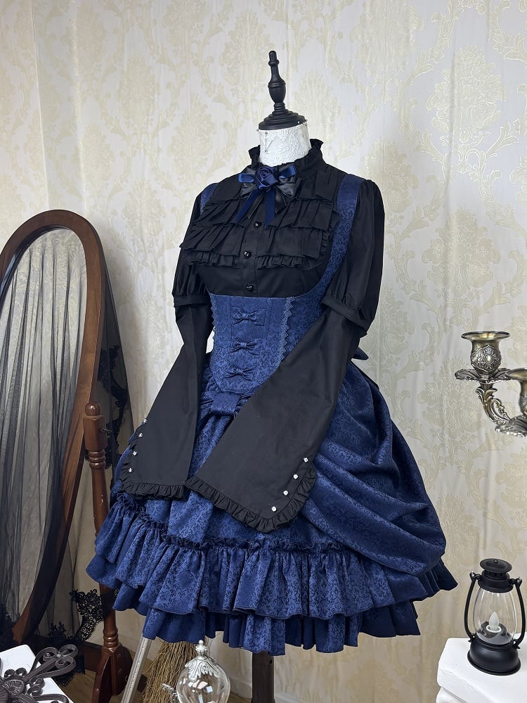 [Précommande jusqu'au 18 avril] Robe corset Lolita gothique à motif sombre et dentelle violette