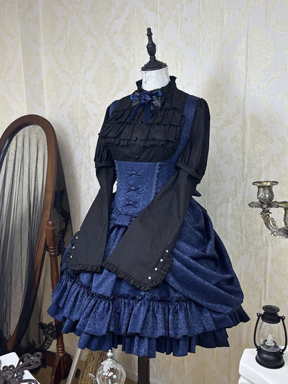 [Précommande jusqu'au 18 avril] Robe corset Lolita gothique à motif sombre et dentelle violette