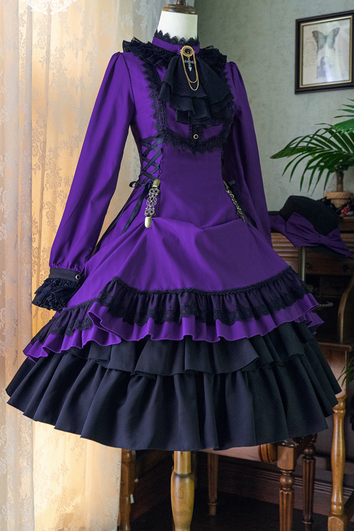 Retro Striped Elegant Gothic Lolita Dress