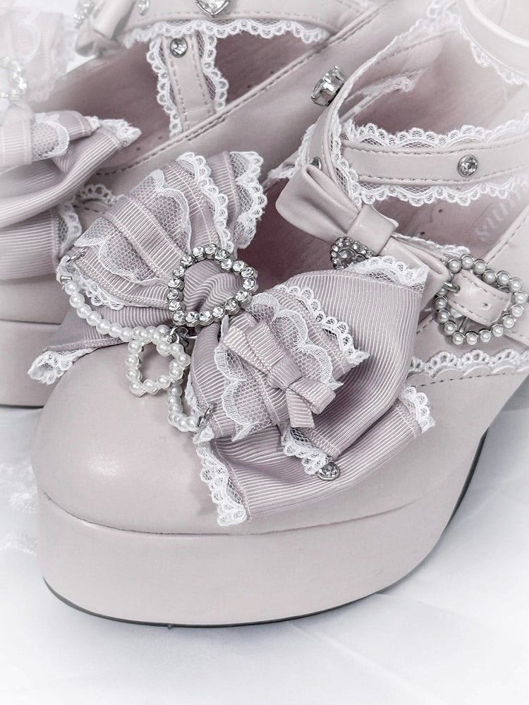 【12月12日予約締切】ジェムストーンパールリボンロリータハイヒール