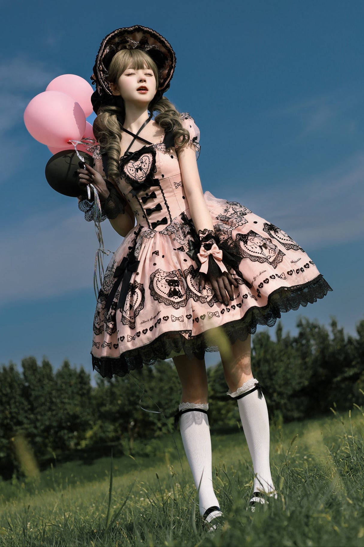 [Pre-order Deadline: September 16] Pink Purple Teddy Bear Series Sweet Princess Dress