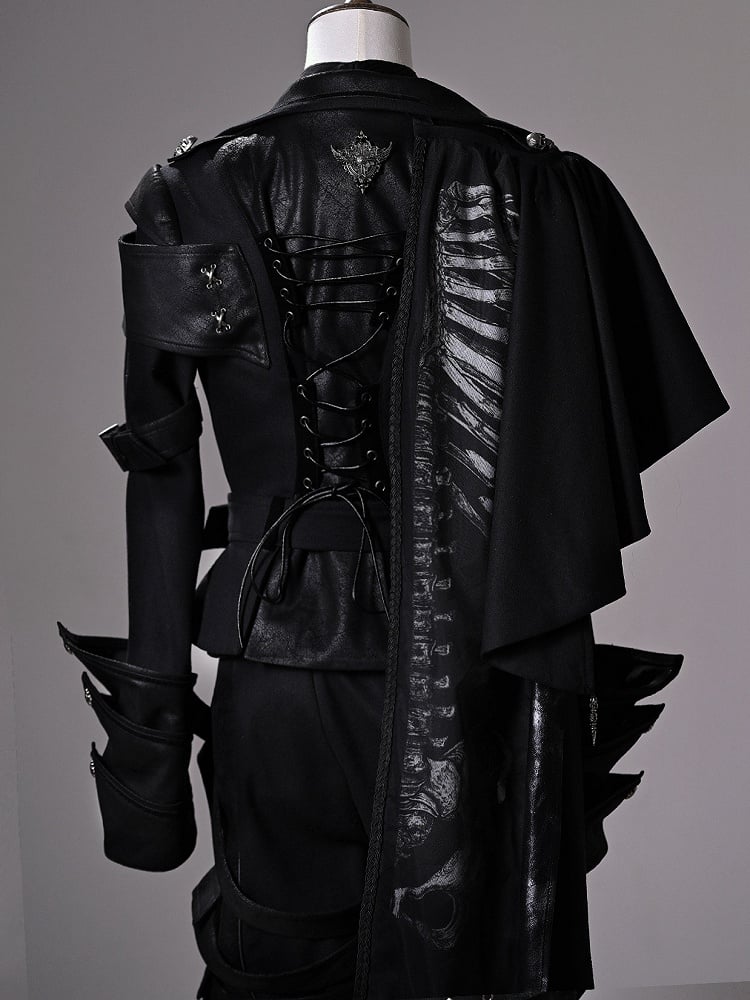 【6月8日予約締切】ファントムナイトブラックアシンメトリーフェザーケープ＋ダークゴシックプリンスコルセットジャケット
