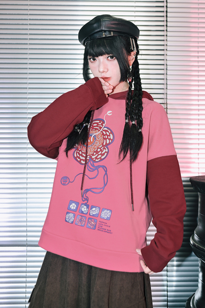 ラフレシアフラワーバイカラーフードパーカー