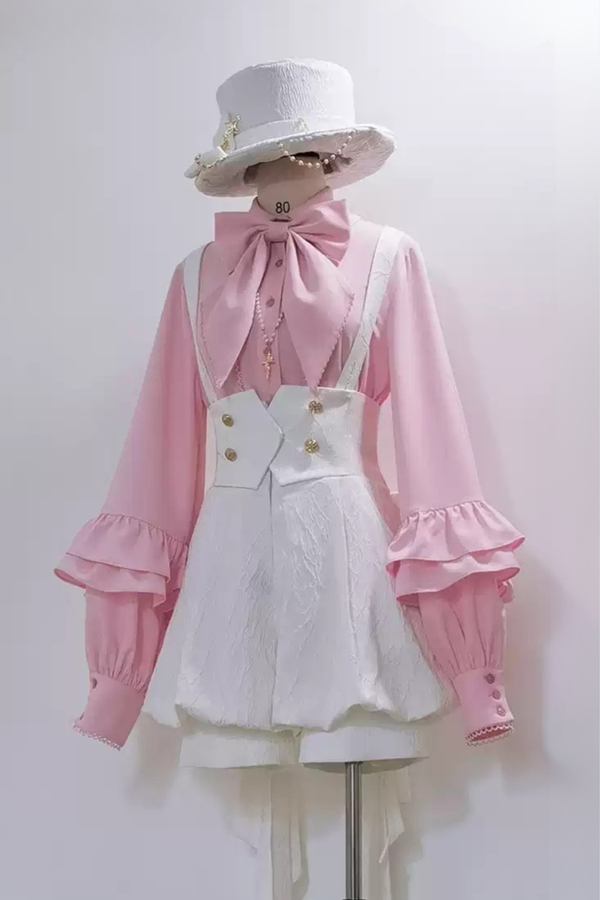 Retro Elegant Prince Shirt + Suspender Shorts