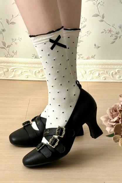 レトロロリータスクエアヒールシューズ