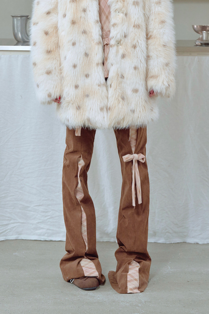 コーデュロイリボンフレアパンツ