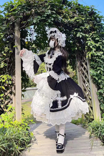 ゴシックドールレースドレス+ボンネット