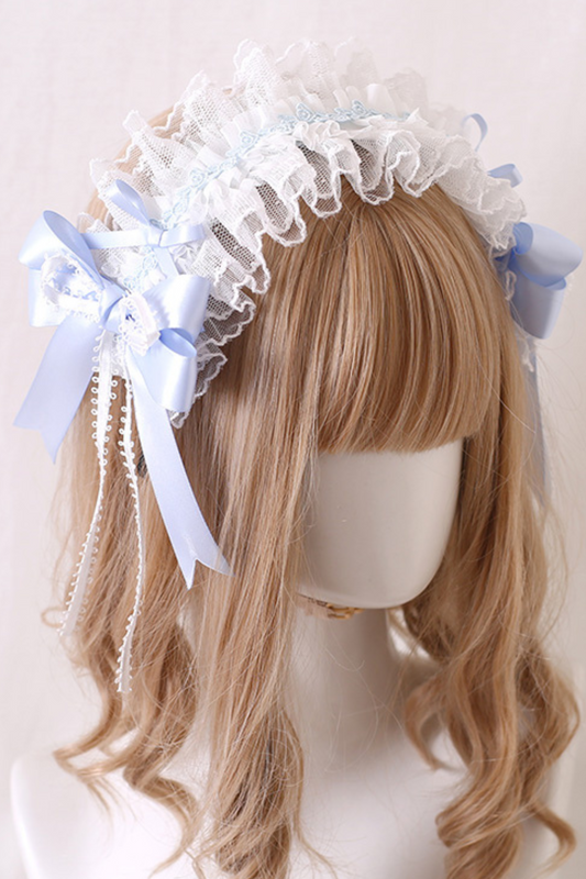 Blue Silk Satin Ballet Lolita Head Accessories