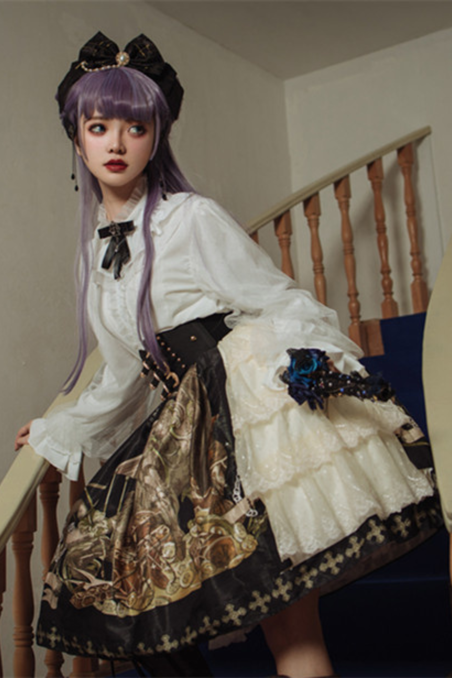 レトロシックデザインフレアロリータスカート