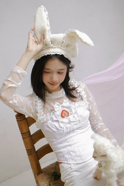 Cherry Jacquard Turtleneck Top