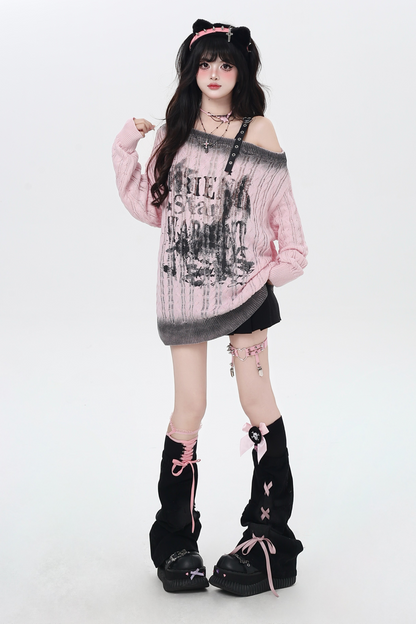 ダークグラデーションオフショルダートップス