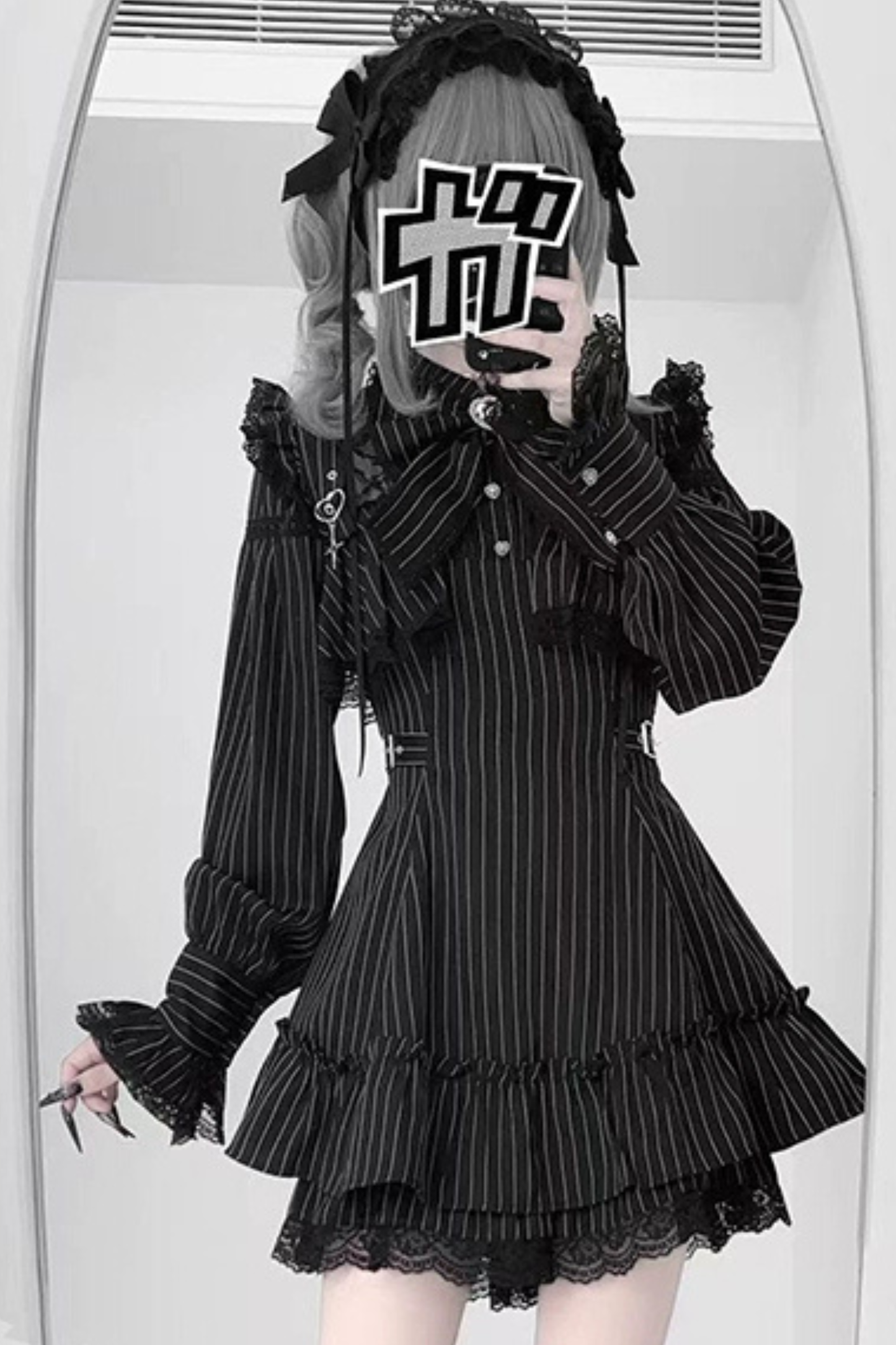 地雷リボンフレアトップス+ショートパンツ