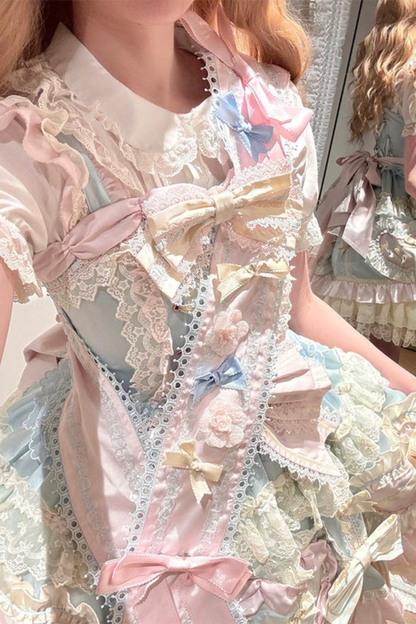 [예약상품] 로즈 스위트 걸리 로리타 원피스 + 헤어드레스