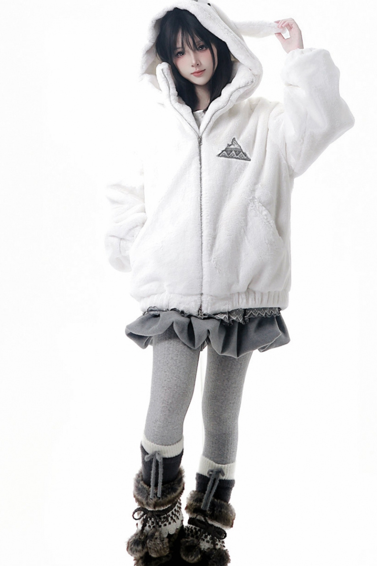 ファーベルベットコート+トップス+パンツ+スカート