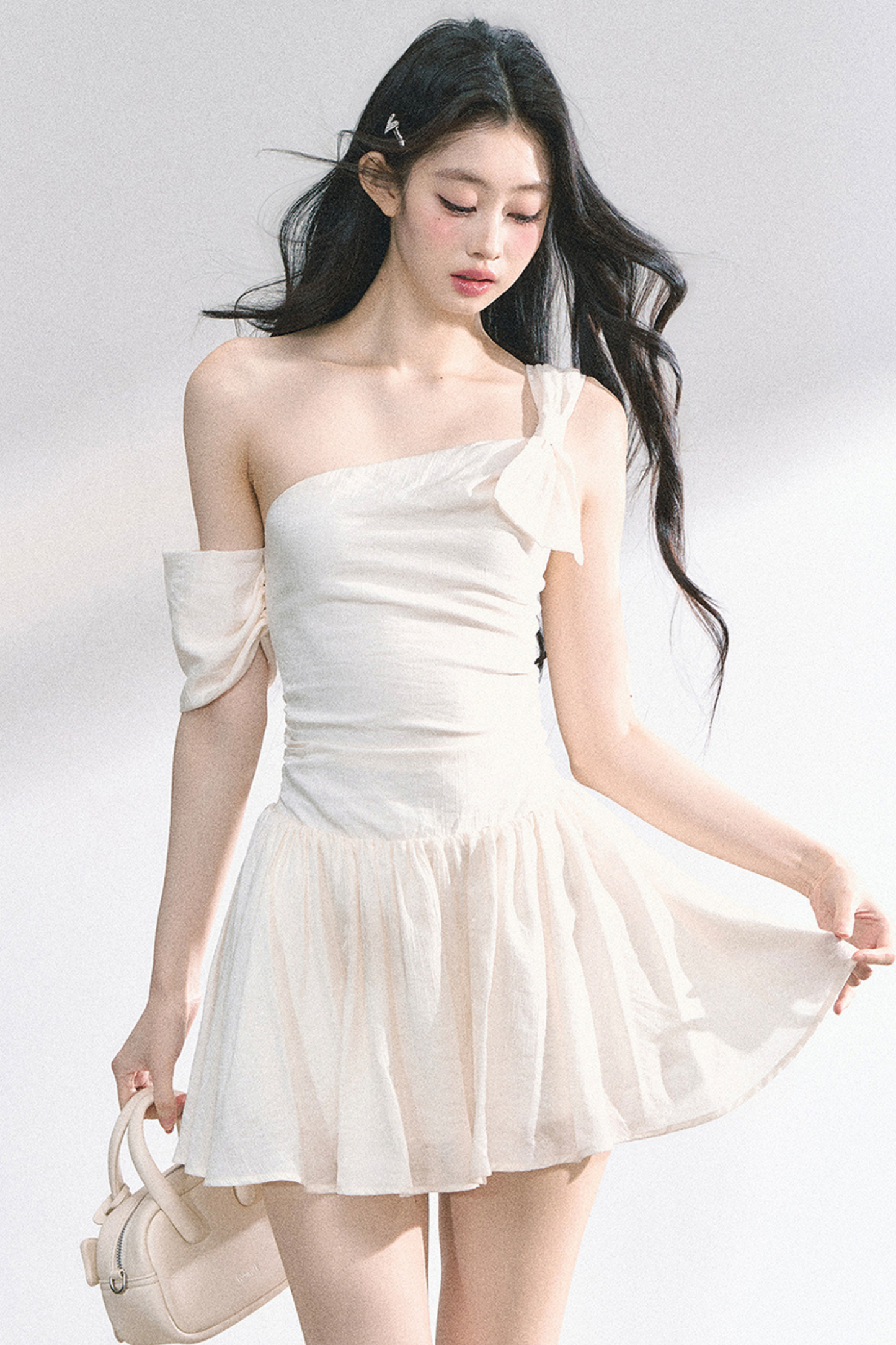 Sweet girly off-the-shoulder dress