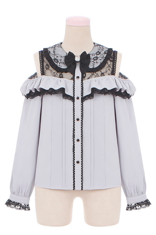 レースオフショルダーシャツ+スカート