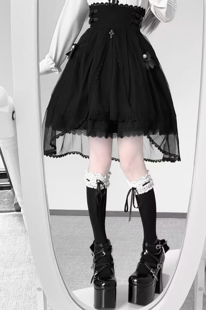ダークフレンチレースシャツ+スカート