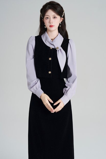 フレンチコントラストレトロドレス