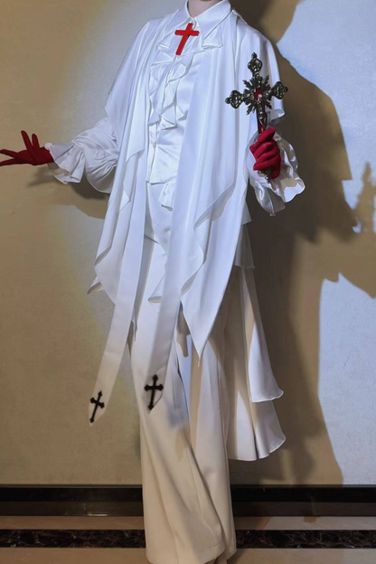 トレイリングショールプリンスアウトフィットゴシックトップス