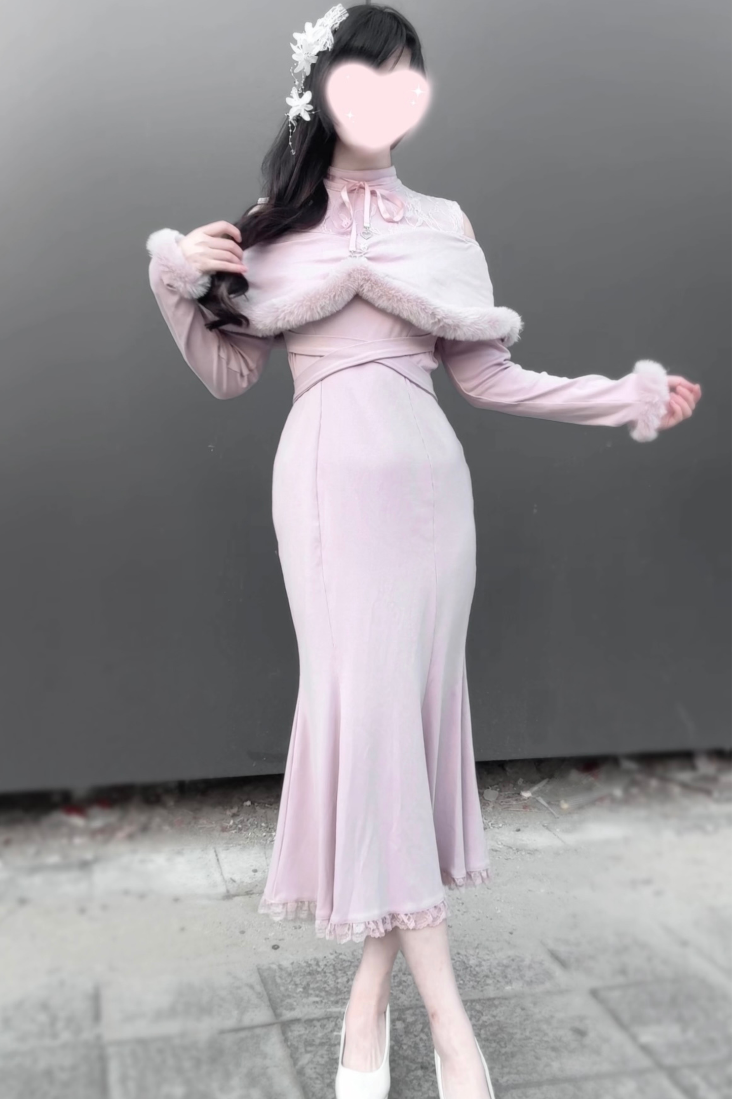 オフショルダークリアマーメイドワンピース