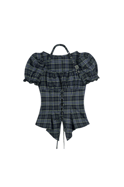 ヴィンテージグリーンチェックトップス