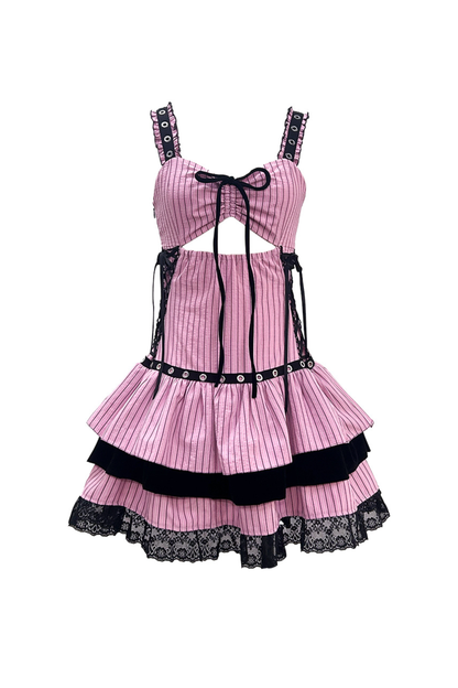 ストライプドベルベットパフォーマンスドレス