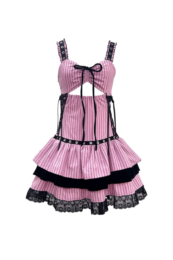 ストライプドベルベットパフォーマンスドレス