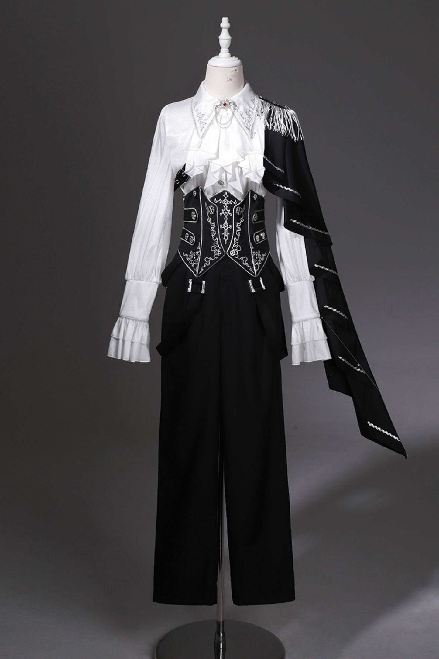 モノクロ皇子トップス+コルセット+パンツ