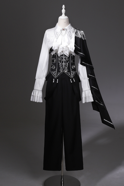 モノクロ皇子トップス+コルセット+パンツ