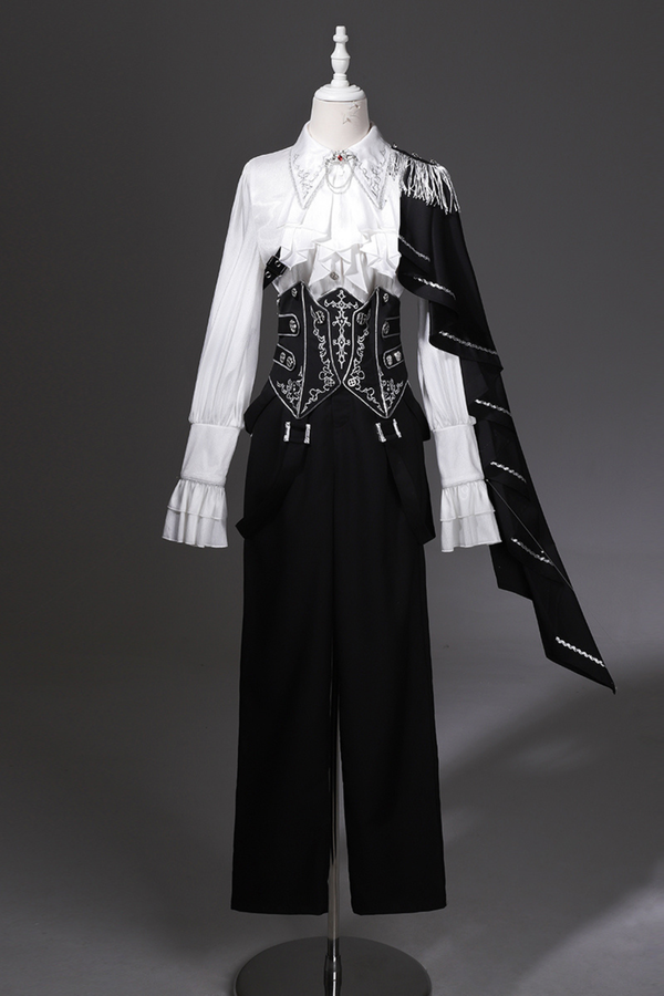 モノクロ皇子トップス+コルセット+パンツ