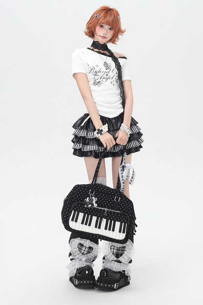 レースデザインワンショルダースリムトップス