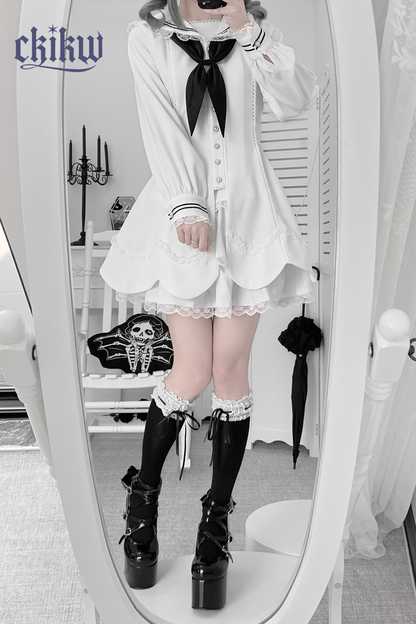 Lace sailor collar top + skirt