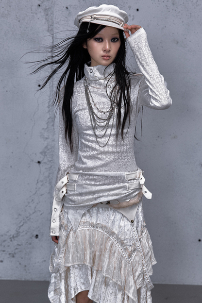 레트로 비대칭 니트 스웨터