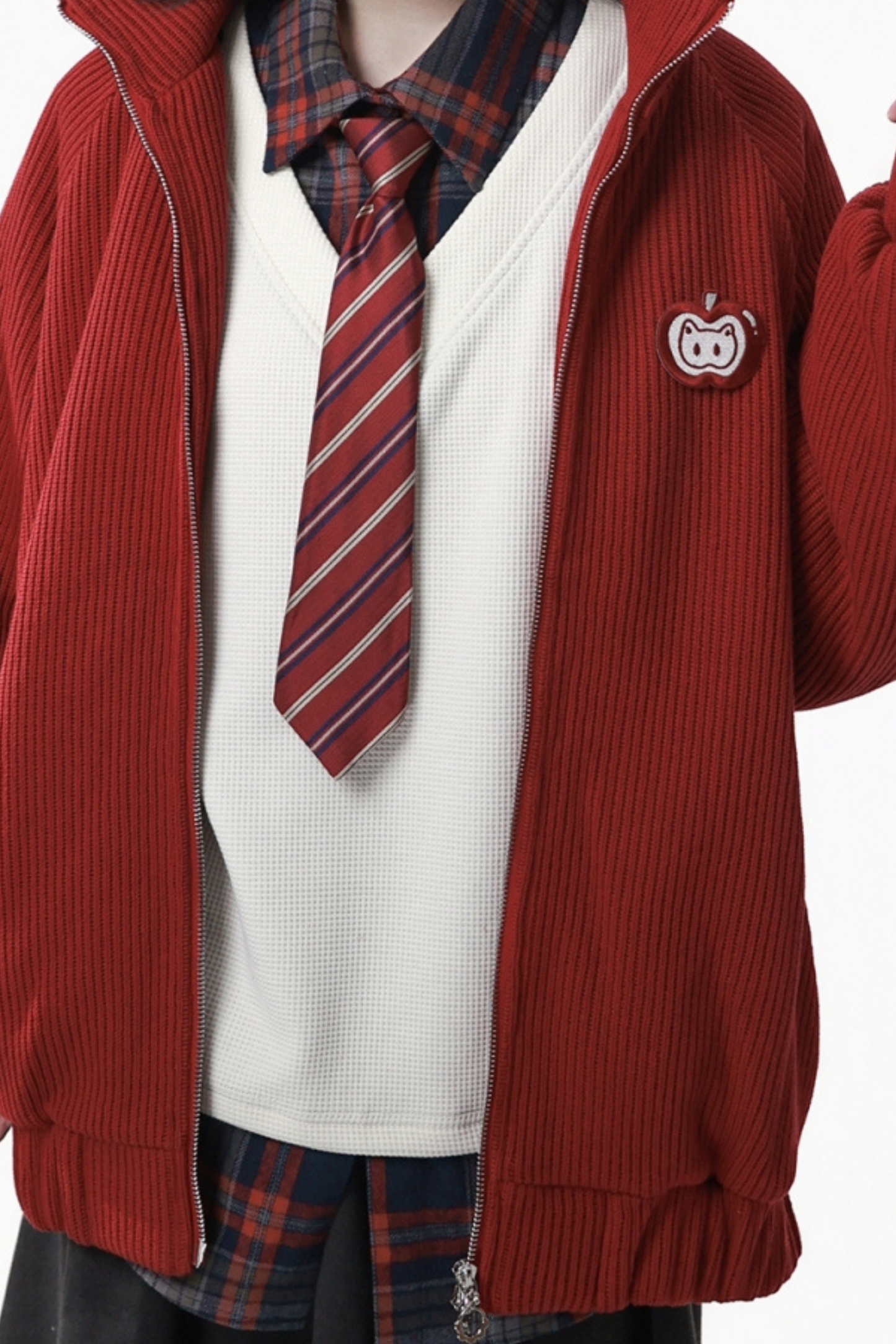 アップルブラックティーフリースコート+フーディー+ロングスカート+ショートスカート+フードマフラー