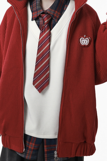 アップルブラックティーフリースコート+フーディー+ロングスカート+ショートスカート+フードマフラー