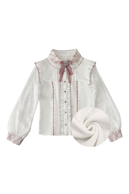 Lace Ruffle Fleece Shirt