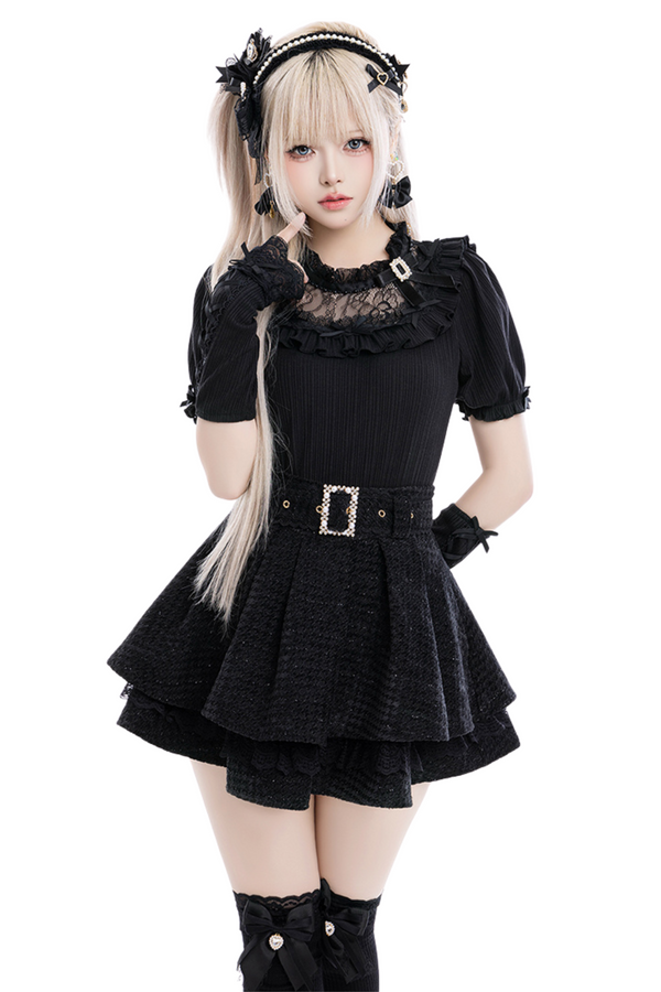 地雷ローズクリーム袖付きニット