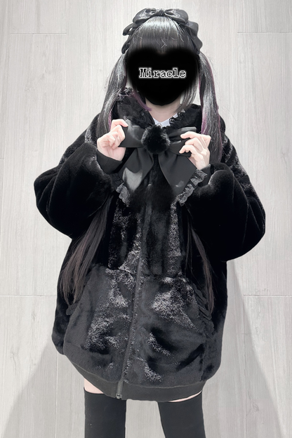 Snow Mouse Lace Fur Coat