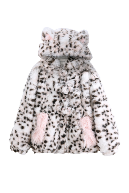 レオパードフード付きファーコート