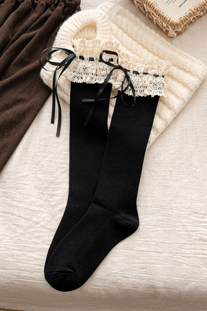 Ruffle Ribbon Calf Socks