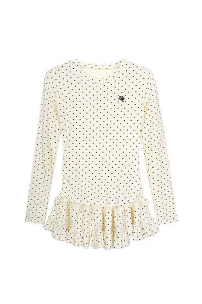 Gepunktetes Slim Rüschen-Top