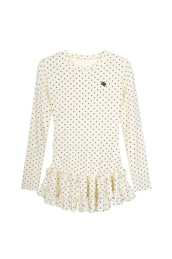 Gepunktetes Slim Rüschen-Top