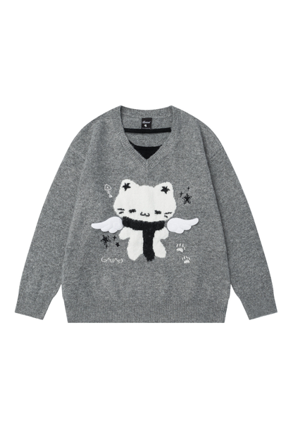 Sweet Dark Cat Knit Sweater