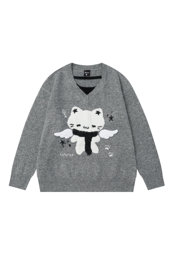 Sweet Dark Cat Knit Sweater