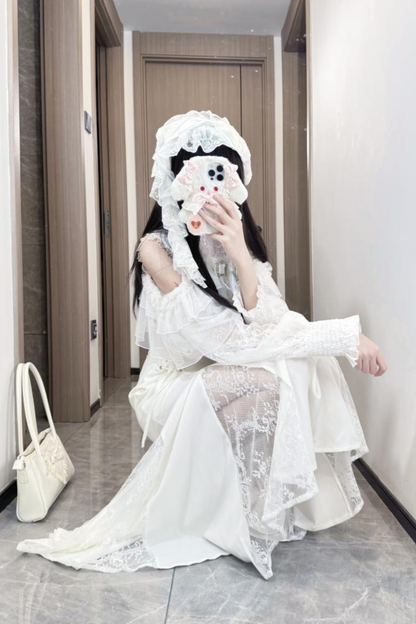 マーメイドロングガーゼスカートドレス