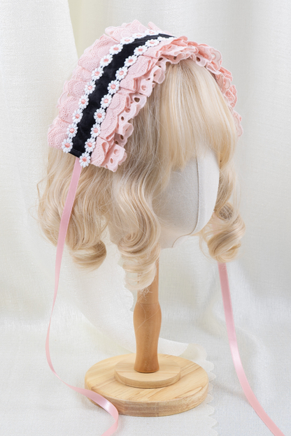 フリルリボンボンネット+ヘアバンド