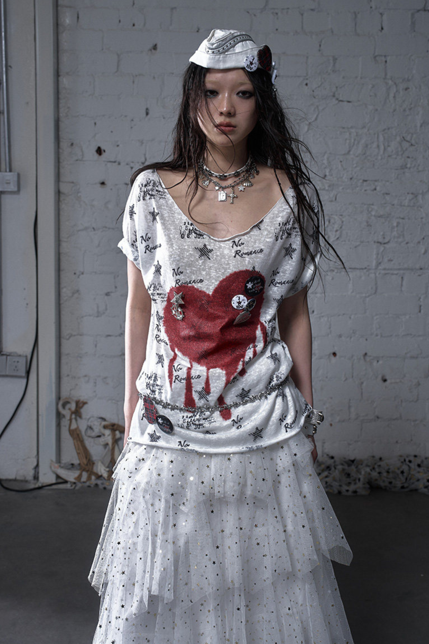 Y2k 타이트 프린트 탑