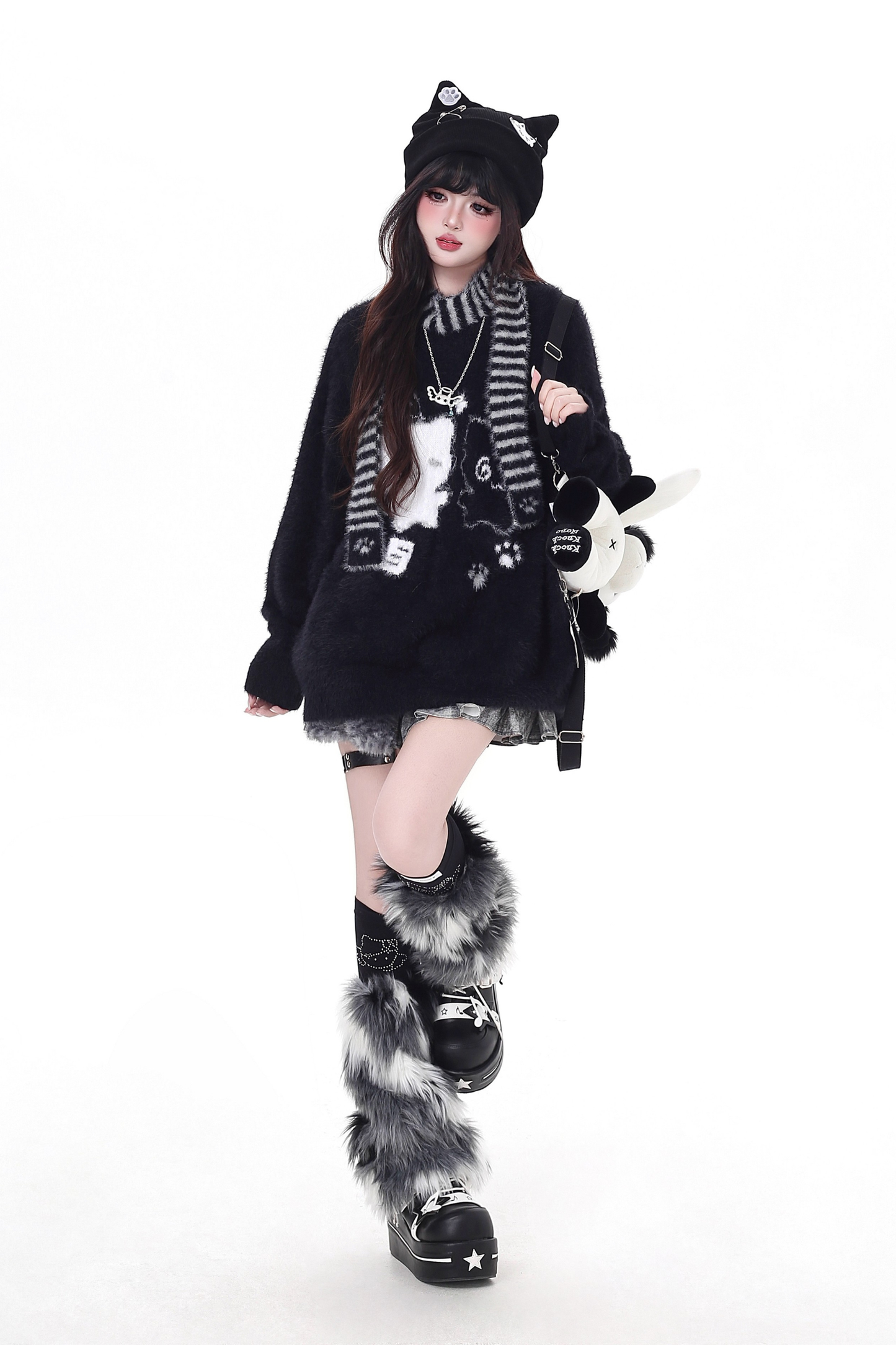 ワックスクルーネックルーズトップス