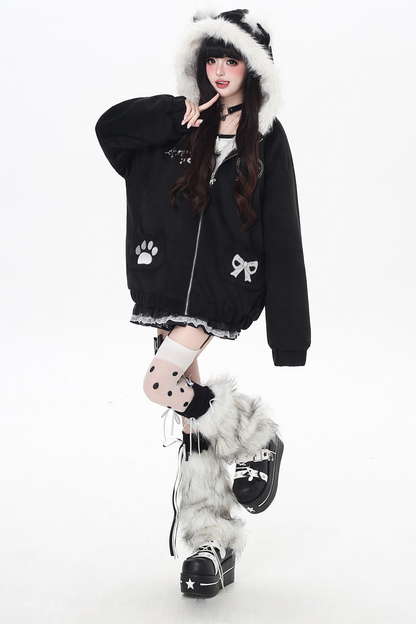 猫耳フードルーズジャケット