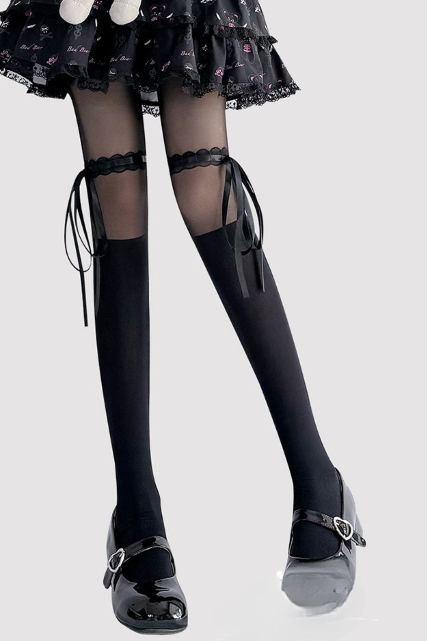 ストラップレースバレエリボンタイツ